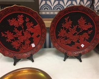Vintage Cinnabar Plates