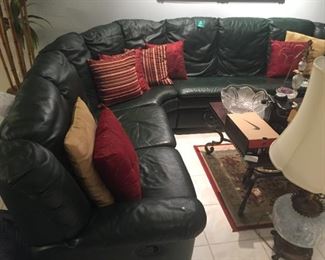 New NATUZZI 3pc. Dark Green Sectional Recliner & Sleeper (she just bought it, never used)