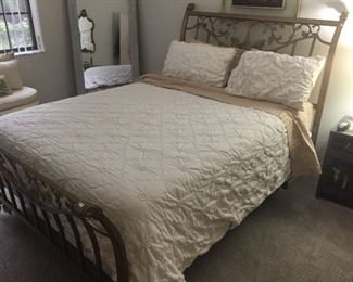 Queen Gold Metal Bed (Like new mattress sold separately) 