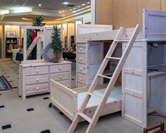 Bunk beds/desk/drawer/dresser and mirror set!!