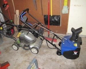 Lawn mower and New SnowJoe Snowblower