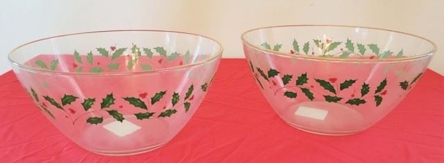 4 - Set of 2 Lenox Holiday 9.5" Glass Bowls

