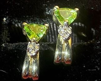 005dr 10 KT Citrine Diamond Pierced Earrings