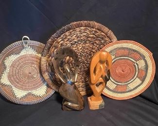 019b Dr African Woven Wall Plates Carved Figures
