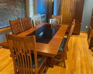 052dr Mission Trestle Style Dinning Table 6 Chairs