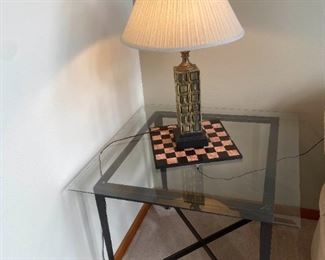 082d Glass Top Table, Chess Lamp More