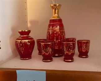 109ms Vintage Bohemian Glass Decanter Cordials