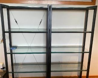 167mb Pair Of Black Metal Glass Bookcase