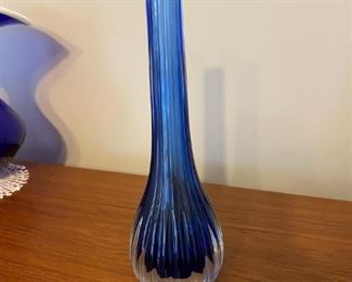 $ 21.00 - Blue and clear Bud vase
