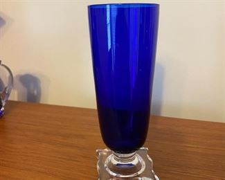 $ 35.00 - Cobalt crystal vase with clear base