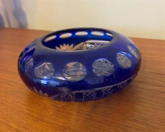 $ 40.00 - Vintage Czech cobalt star cut crystal bowl
