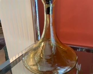 $ 90.00 - Blanko, Mid Century amber bulb decanter with purple top