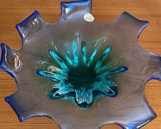 $ 70.00 - Amazing large hand made Czech 8 petal bowl