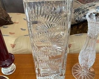 $ 40.00 - Lovely crystal 13" tall rectangle flower vase