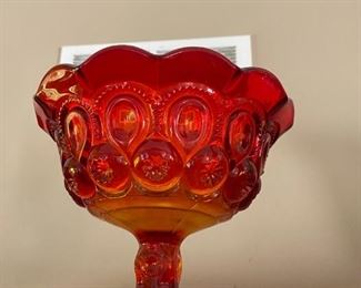 $ 30.00 - Mid Century *Heritage" Flame Pedestal Candy Dish - Hand Made by L. E. Smith