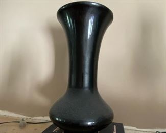 $ 38.00 - Mid Century black glass vase - 12"