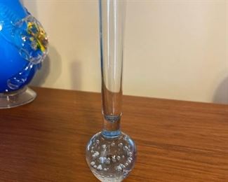 18.00 - Mid Century light blue Bubble glass bud vase