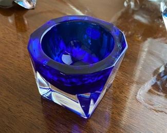 $ 16.00 - J.G. Durand Cobalt Blue Double Cased Crystal Salt Cellar Made in France - 4"
