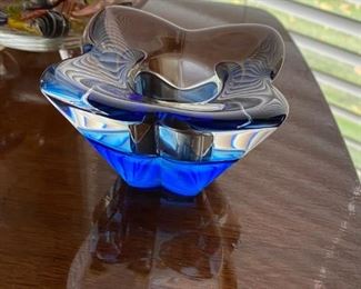 $ 28.00 - Orrefors cornflower votive candle holder Cobalt Blue Lead Crystal Sweden