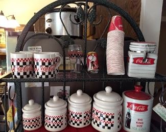 Coke decanters and cups/2-cookie jars
