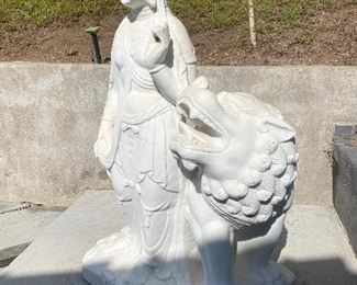 STONE STATUE WITH FOO LION $1200