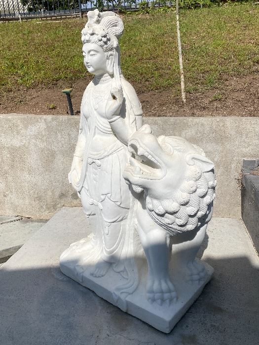 STONE STATUE WITH FOO LION $1200