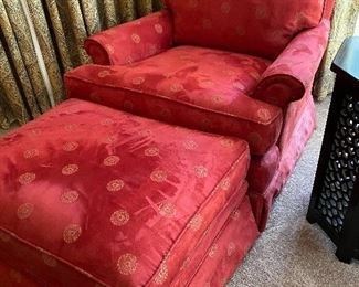 SUEDE LOUNGE CHAIR & OTTOMAN. $125
