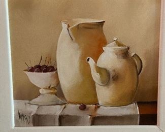 Artist Alain Camara. Painting 30"x30". Les Cherries. $400