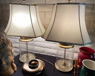GLASS JAR LAMPS. $120 pair
