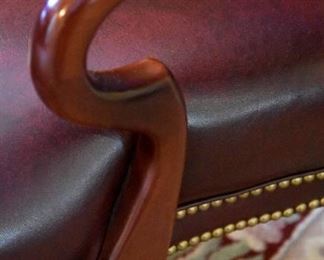 dining room table chair, leather, red, tufted (detail)  (2/pair)
