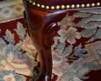 dining room table chair, leather, red, tufted (detail)  (2/pair)