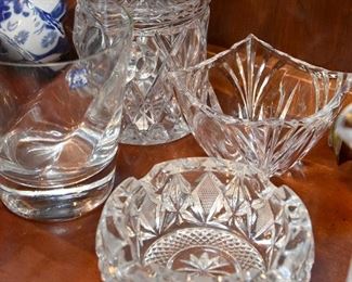 many pieces of glass and crystal