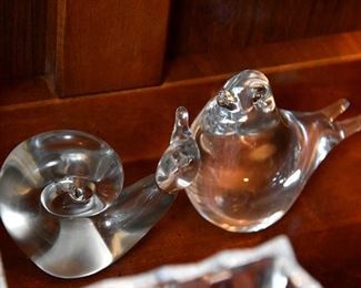 tiny frosted crystal snail and bird