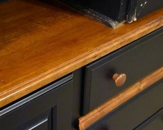 light and dark wood hutch (detail)