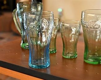 bright color Coca-Cola glasses
