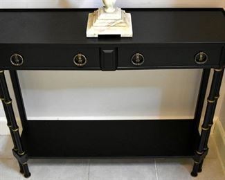 table with two drawers, bamboo theme