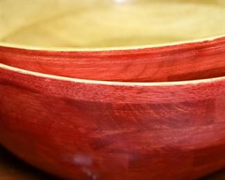 wooden red bowls