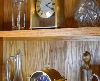 clocks, pitchers, decanters, vase