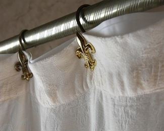 shower curtain, Fluer de Lis curtain hooks