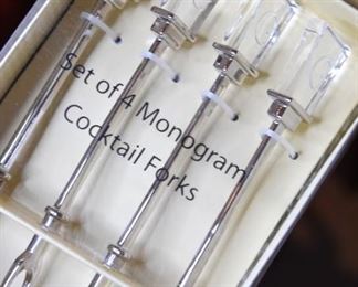 cocktail forks, monagramed with "G"