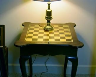 game table and lamp