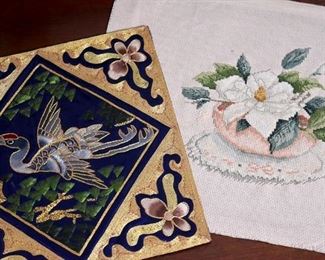 small embroidery and cross stich panels
