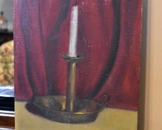 unsigned painting of a candlestick