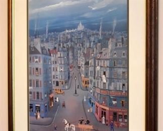 "Montmartre in Paris" by Michel Delacroix, framed print