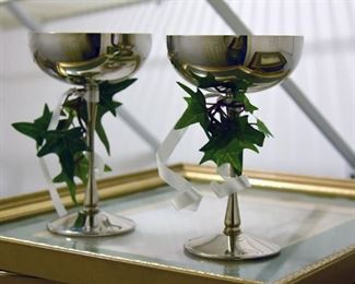 silver champagne glasses