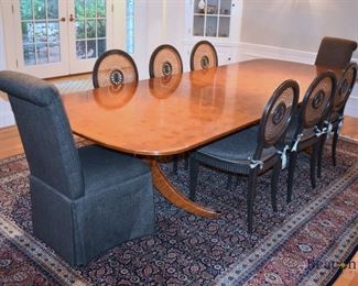 Yew wood double pedestal table
