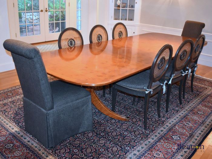 Yew wood double pedestal table