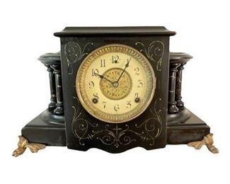 Lot 001
Antique 1900 Wm. L. Gilbert Blackbird Mantle Clock
