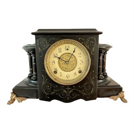 Lot 001
Antique 1900 Wm. L. Gilbert Blackbird Mantle Clock
