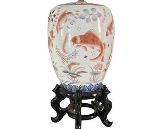 Lot 043
Chinese Koi Ginger Jar on Stand